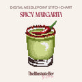 Spicy Margarita - Digital Needlepoint Stitch Chart - 13 Mesh | Chili Pepper Tequila Cocktail