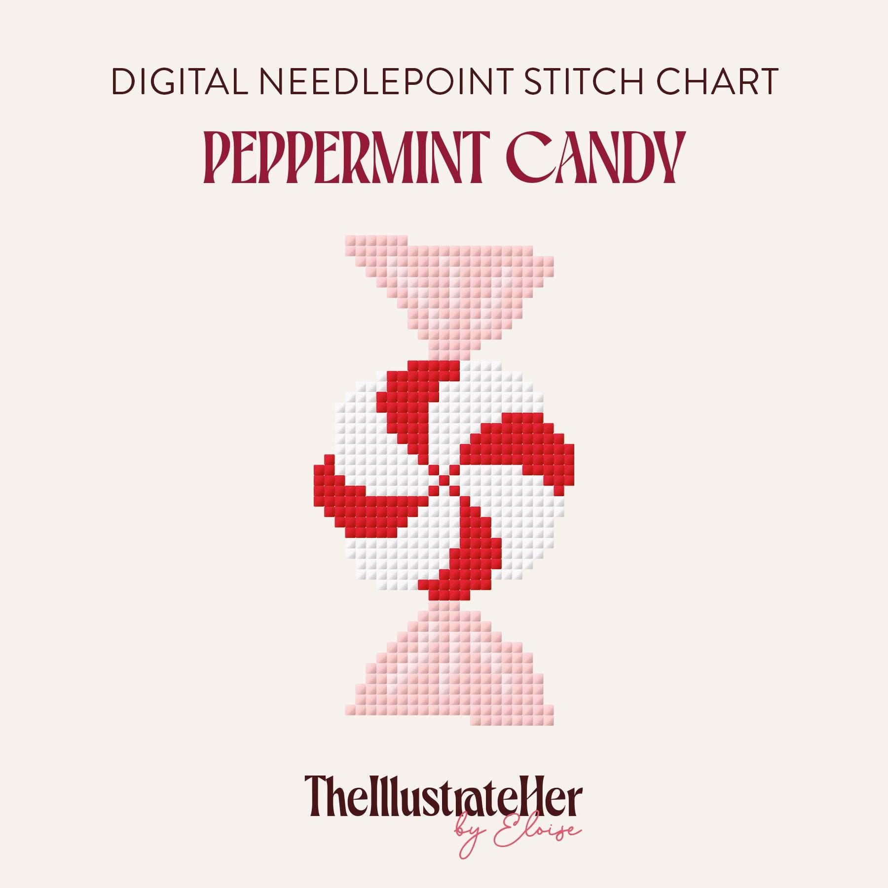 Peppermint Candy - Digital Needlepoint Stitch Chart - 13 Mesh | Christmas Holiday Treat