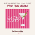 Extra Dirty Martini - Digital Needlepoint Stitch Chart - 13 Mesh | Olive Cocktail