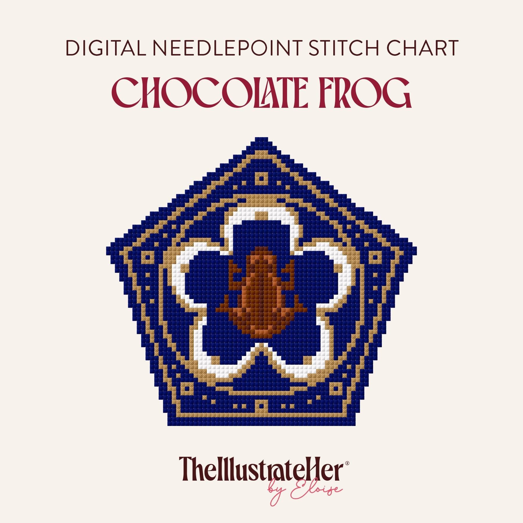 Chocolate Frog - Digital Needlepoint Stitch Chart - 18 Mesh | Magical Trolly Sweets