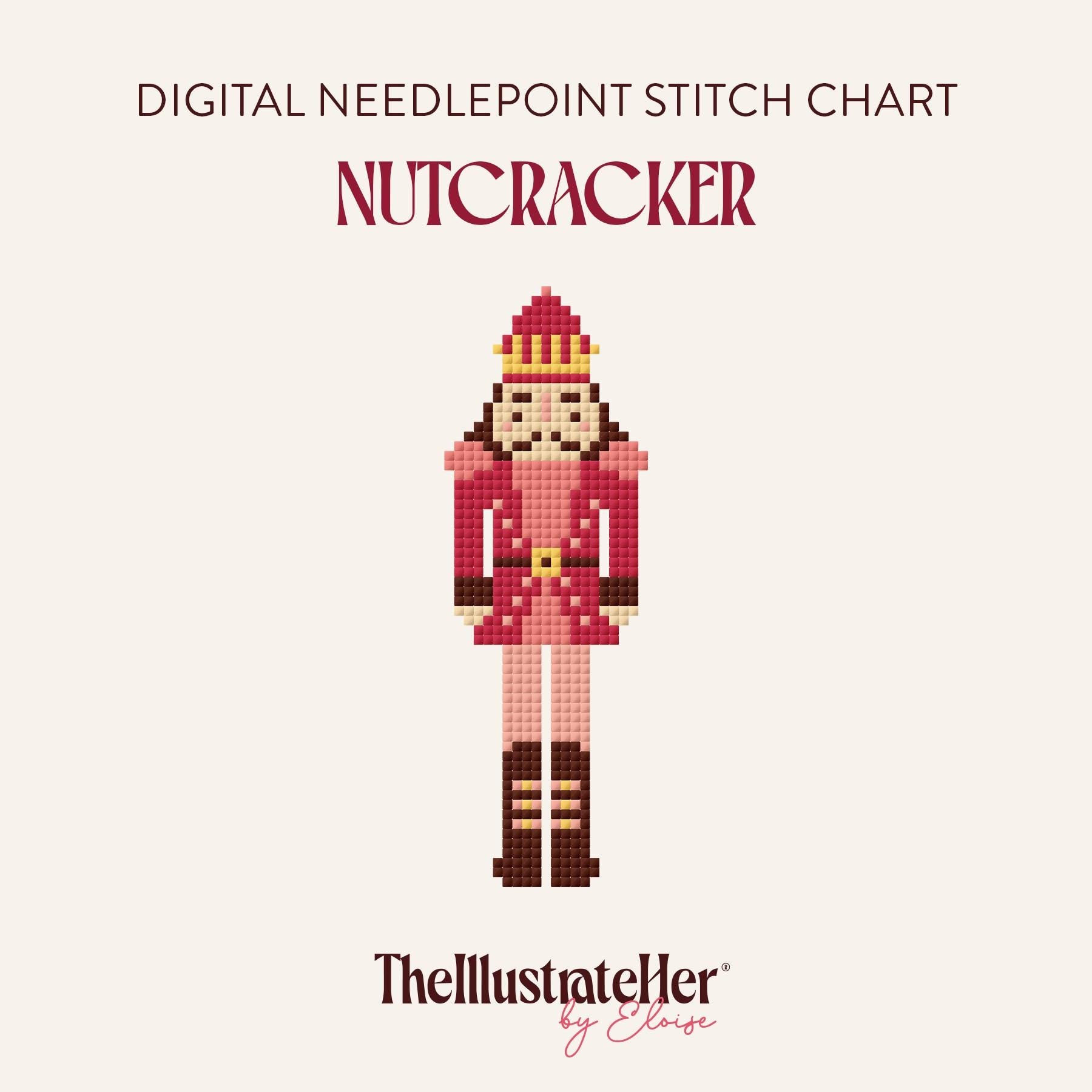 Nutcracker - Digital Needlepoint Stitch Chart - 18 Mesh | Christmas Holiday Solstice Yule