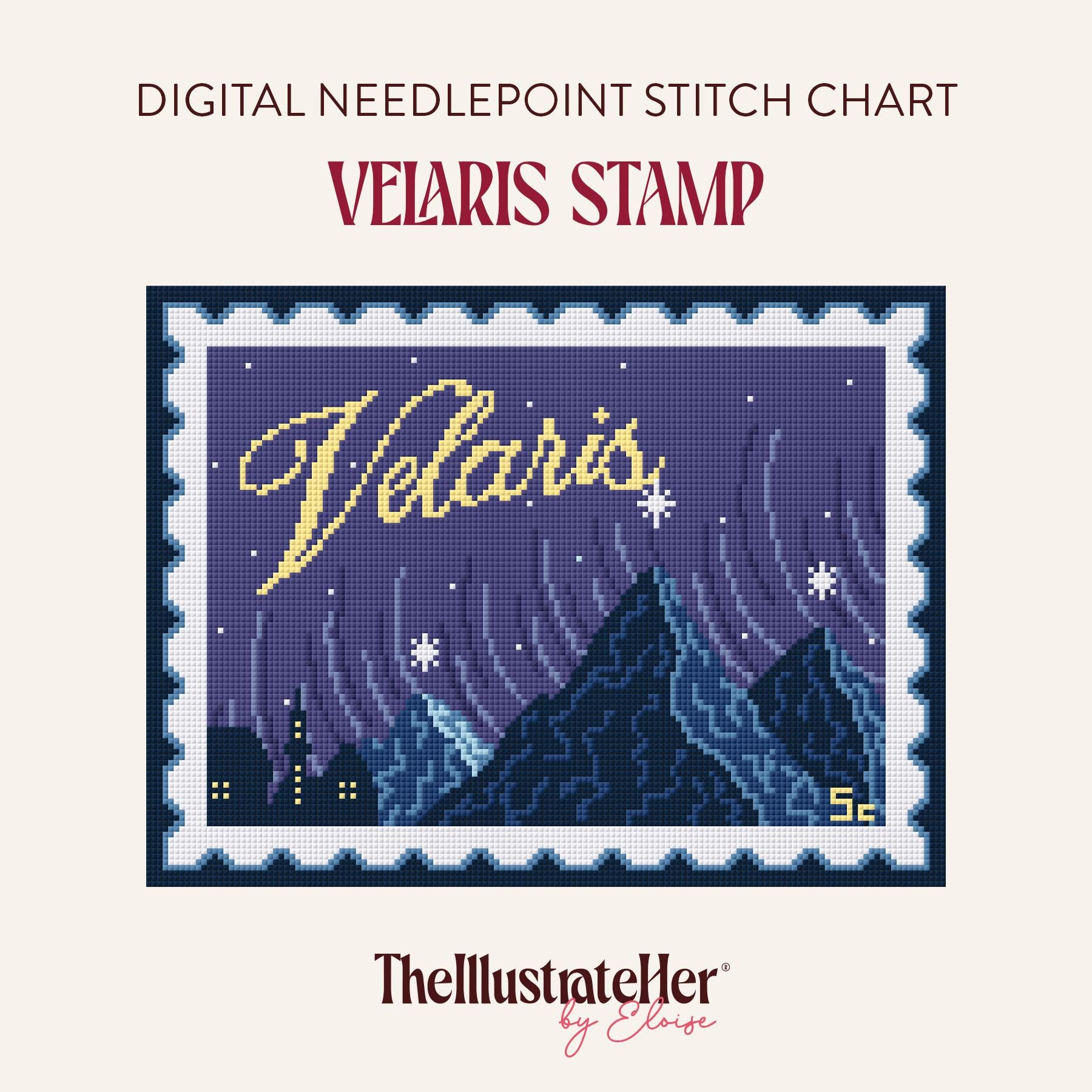 Velaris Stamp- Digital Needlepoint Stitch Chart - 18 Mesh | Night Court
