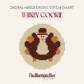 Thanksgiving Turkey Cookie - Digital Needlepoint Stitch Chart - 13 Mesh | Holiday Baking