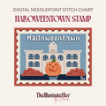 Halloweentown Stamp - Digital Needlepoint Stitch Chart 18 Mesh | Spooky Halloween