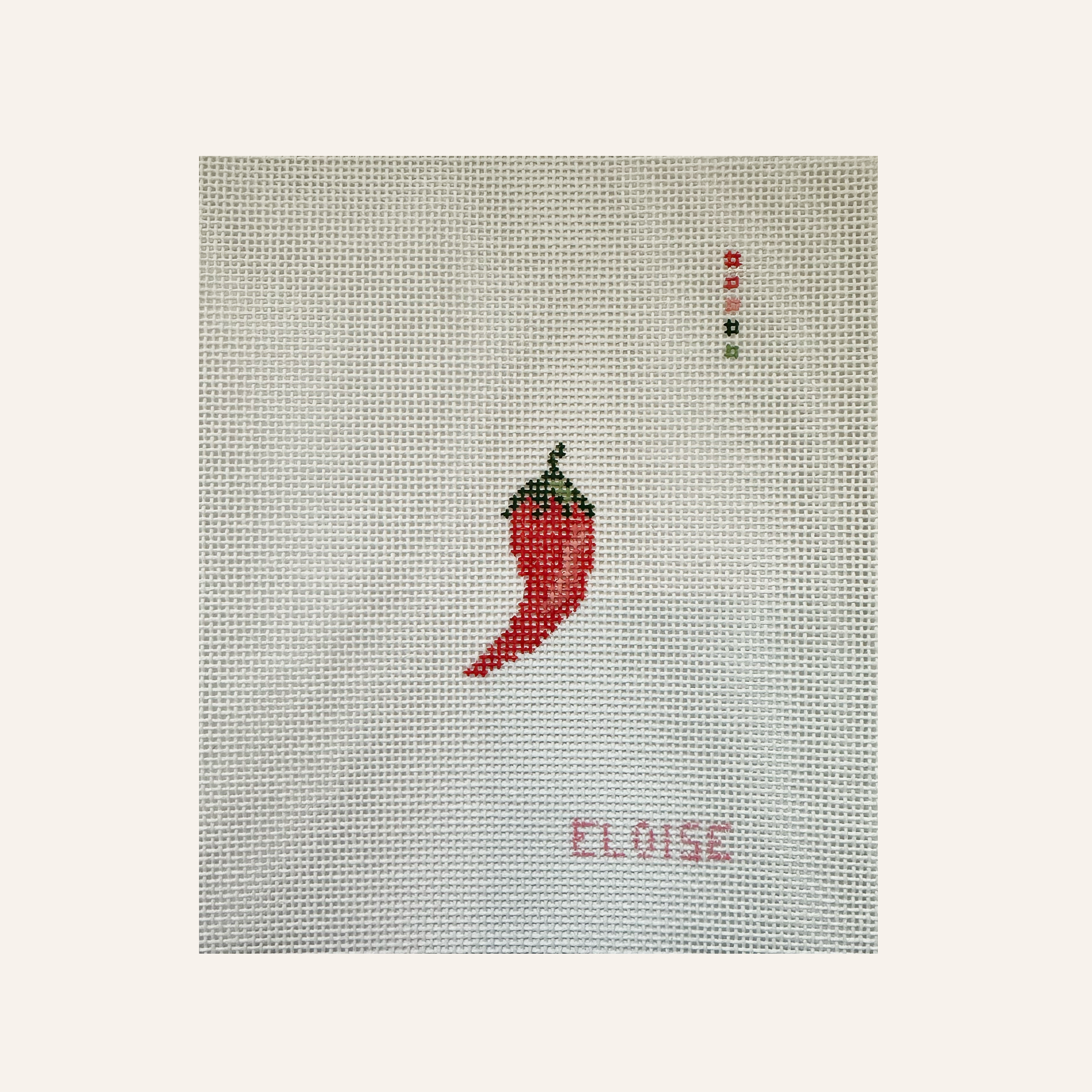 Mini Chili | 18 Mesh Needlepoint Canvas | Hand Stitch Painted