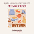 Autumn Collage - Digital Needlepoint Stitch Chart - 13 Mesh | Fall Cozy Season