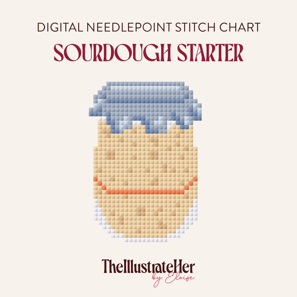 Sourdough Starter - Digital Needlepoint Stitch Chart - 13 Mesh | Baking Bread