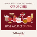 Have A Cup Of Cheer - Digital Needlepoint Stitch Chart | 18 Mesh | Christmas Cocktail
