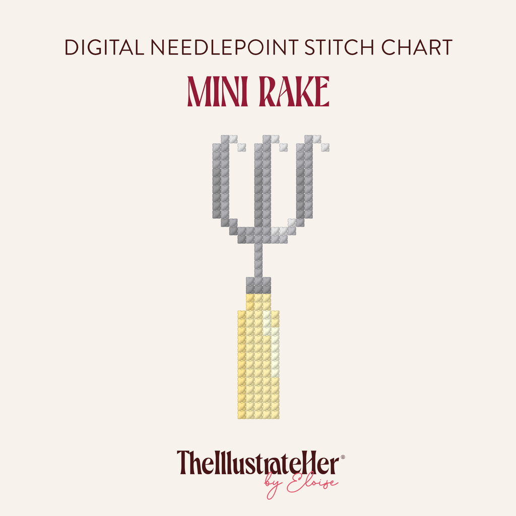 Mini Rake - Digital Needlepoint Stitch Chart - 18 Mesh