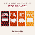 Hot Sauce Packet Collection - Digital Needlepoint Stitch Chart | 18 Mesh | Chili